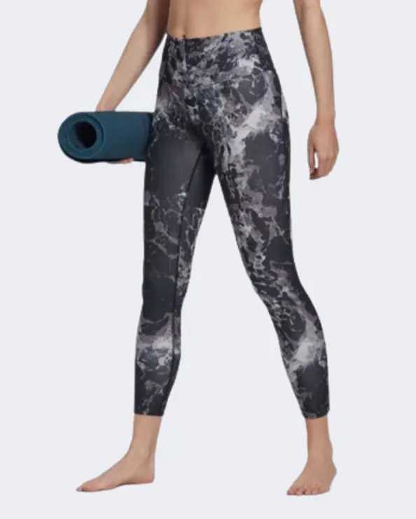 Adidas Yoga Essentials Print 7/8 Women Training Tight Grey Hk9980