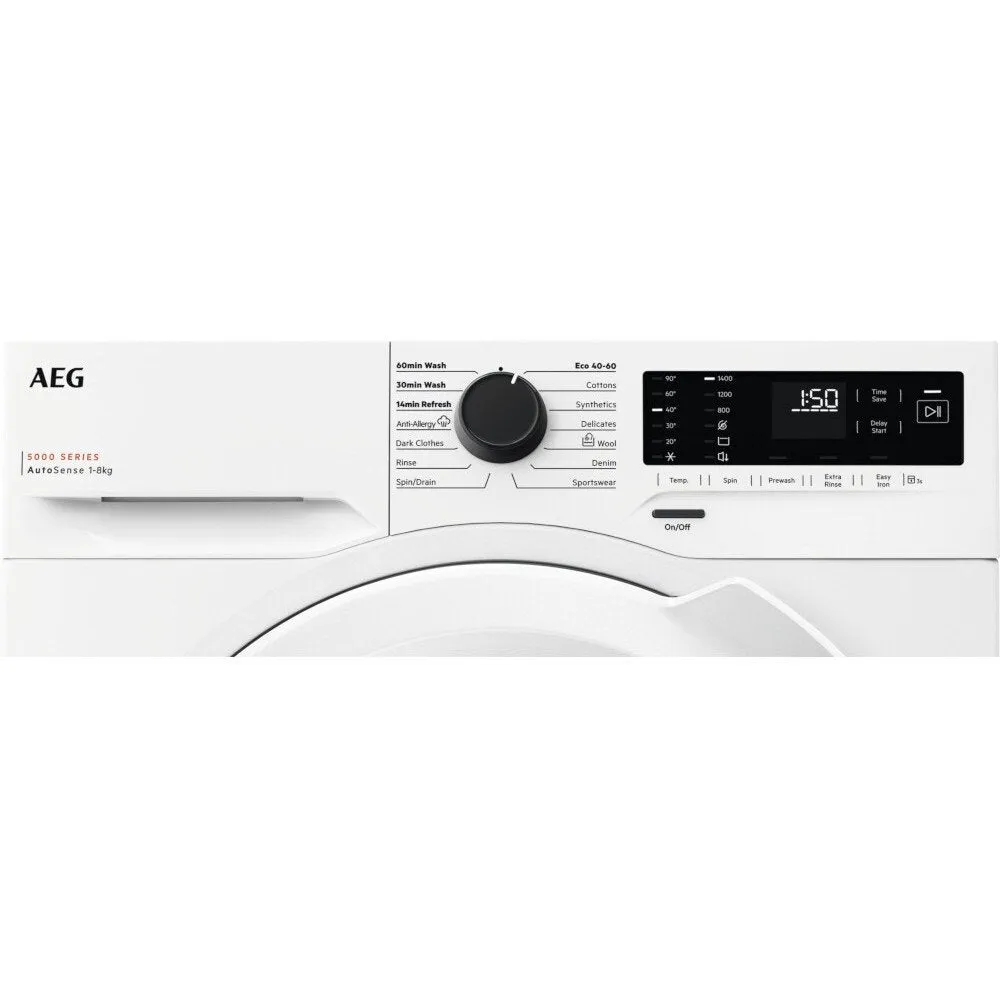 AEG LFX50842B 8kg Washing Machine with 1400 rpm,White,A Rated