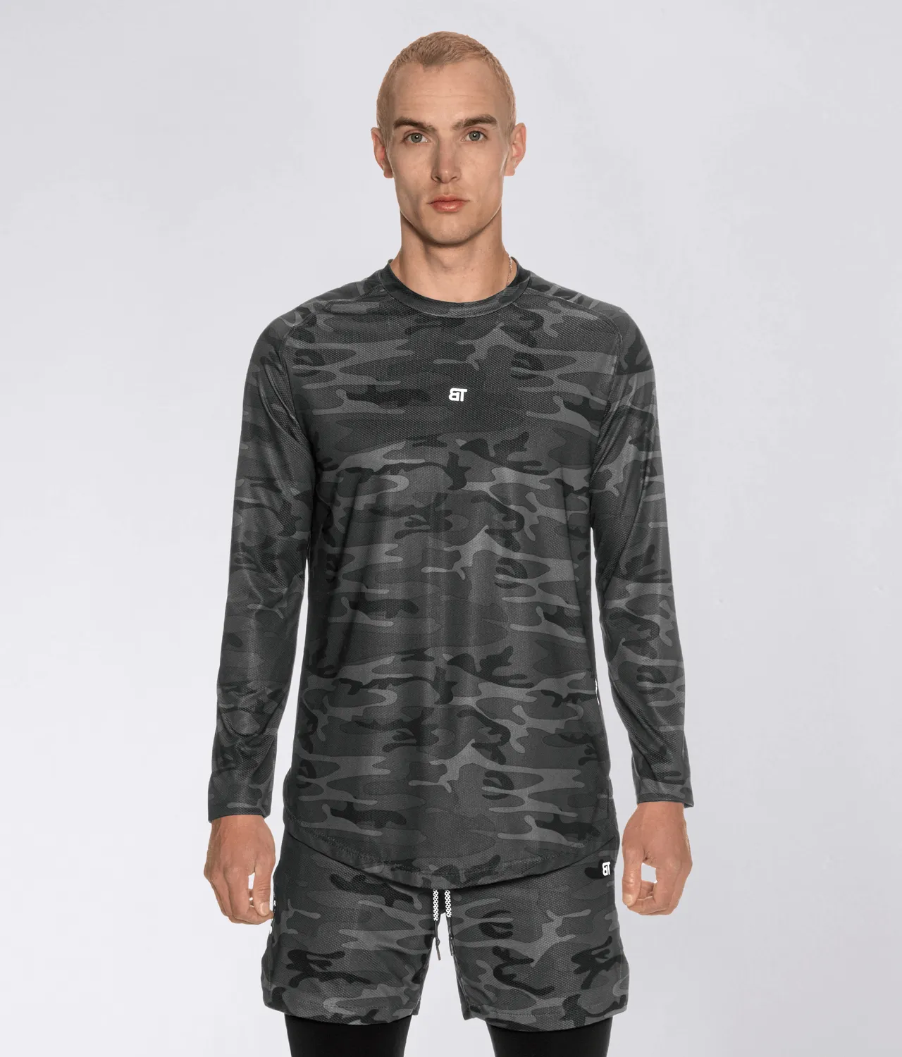 Born Tough Air Pro™ Long Sleeve Running T-Shirt For Men Grey Camo