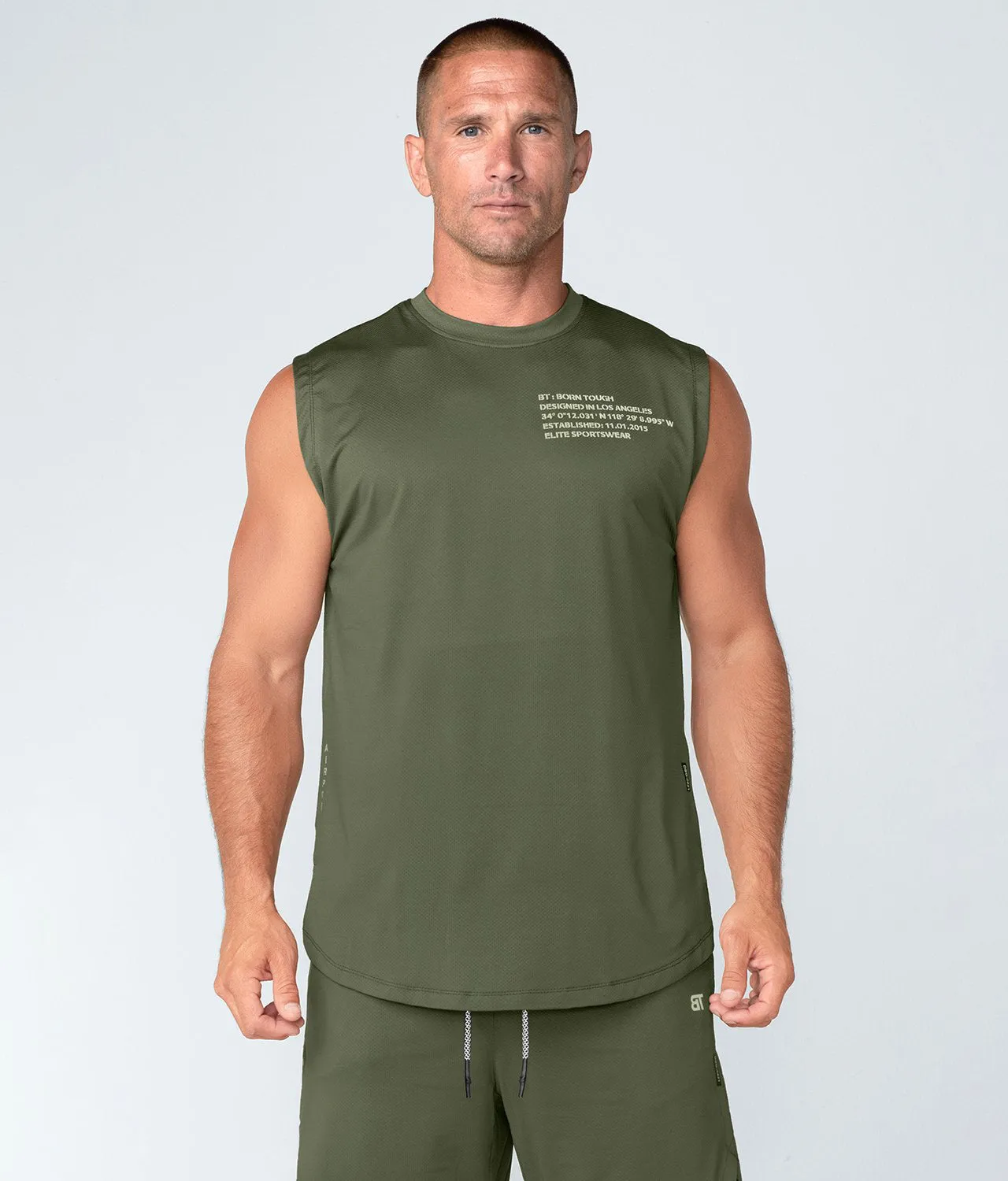 Born Tough Air Pro™ Sleeveless Running T-Shirt For Men Military Green