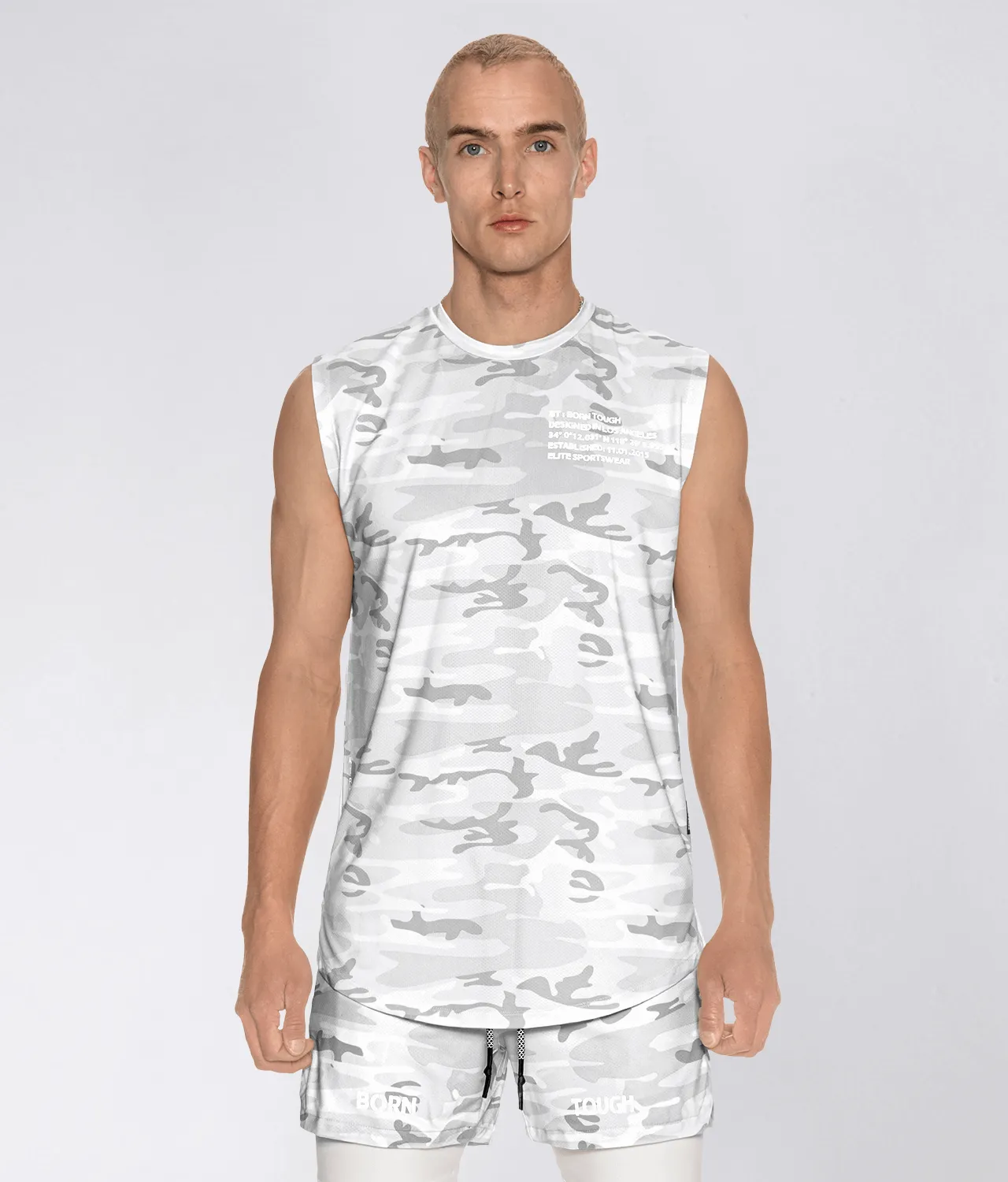 Born Tough Air Pro™ Sleeveless Running T-Shirt For Men White Camo