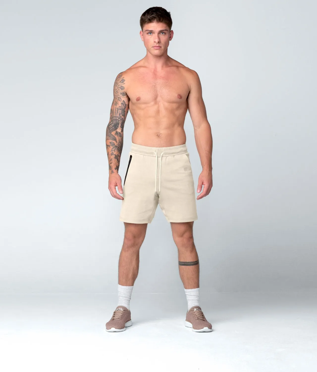 Born Tough Core Fit Zippered Stone Athletic Shorts for Men