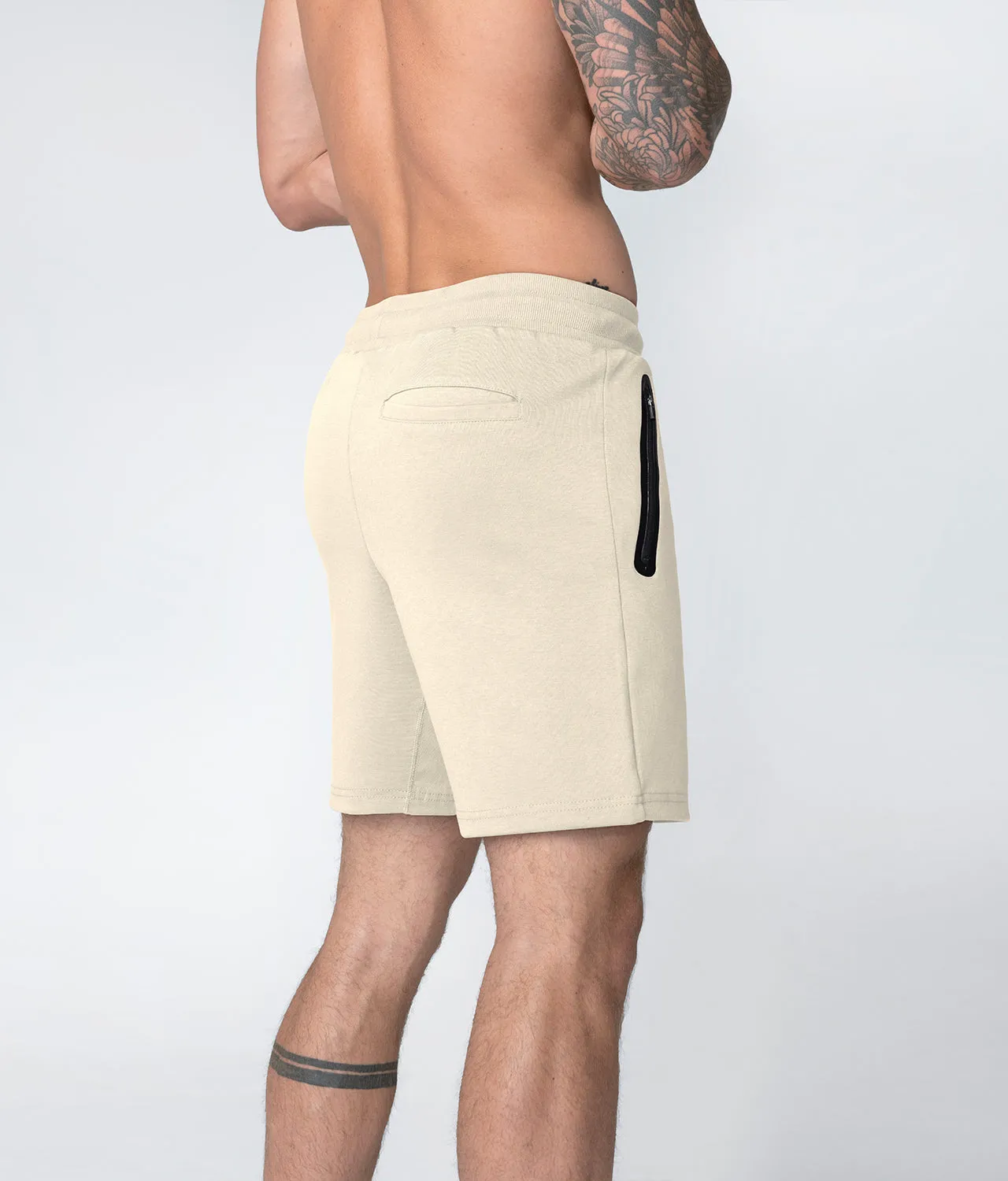 Born Tough Core Fit Zippered Stone Athletic Shorts for Men