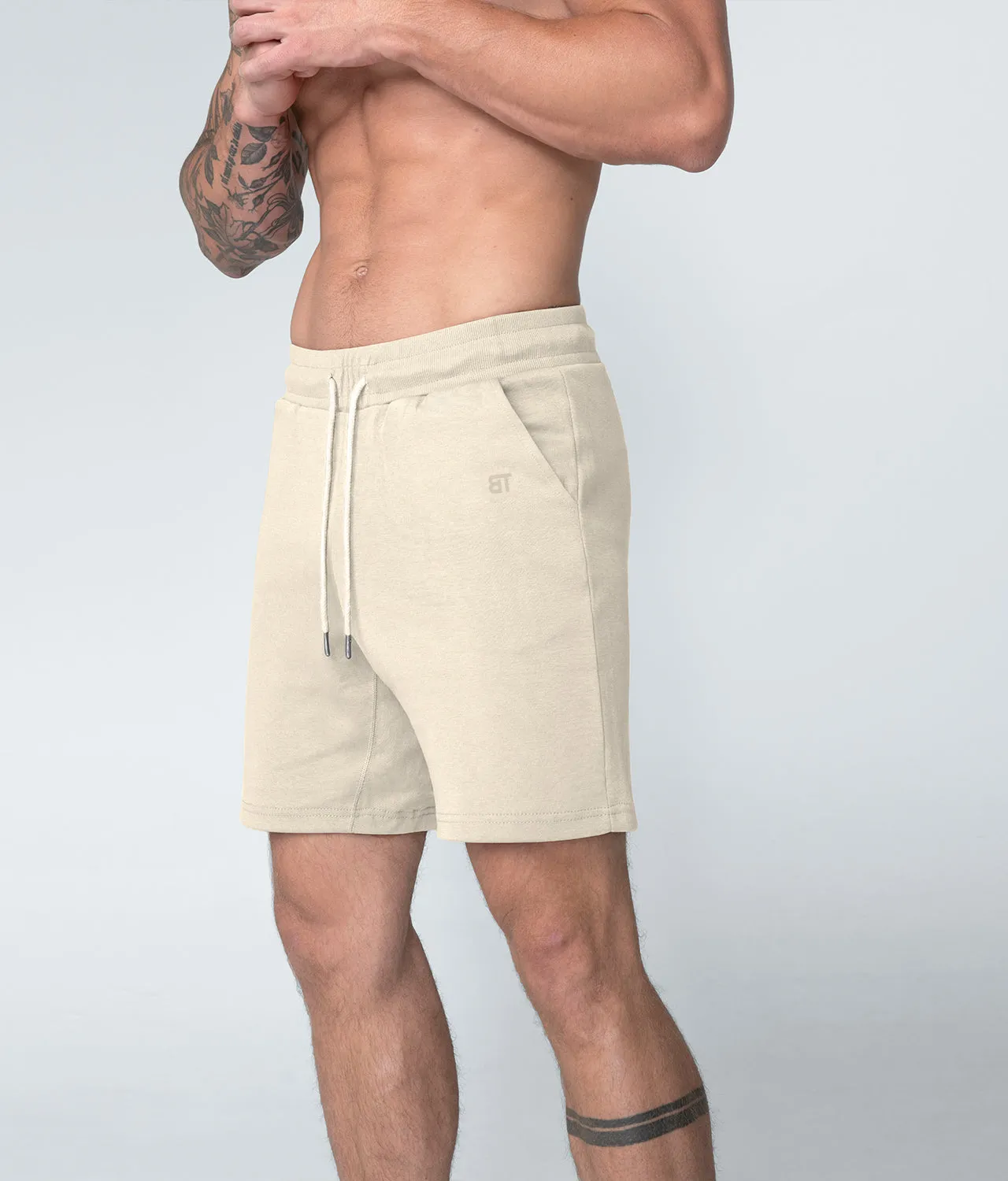 Born Tough Core Fit Zippered Stone Athletic Shorts for Men