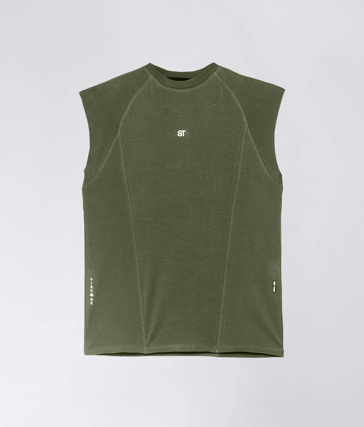 Born Tough Sleeveless Back Shoulder Drop Running T-Shirt For Men Military Green