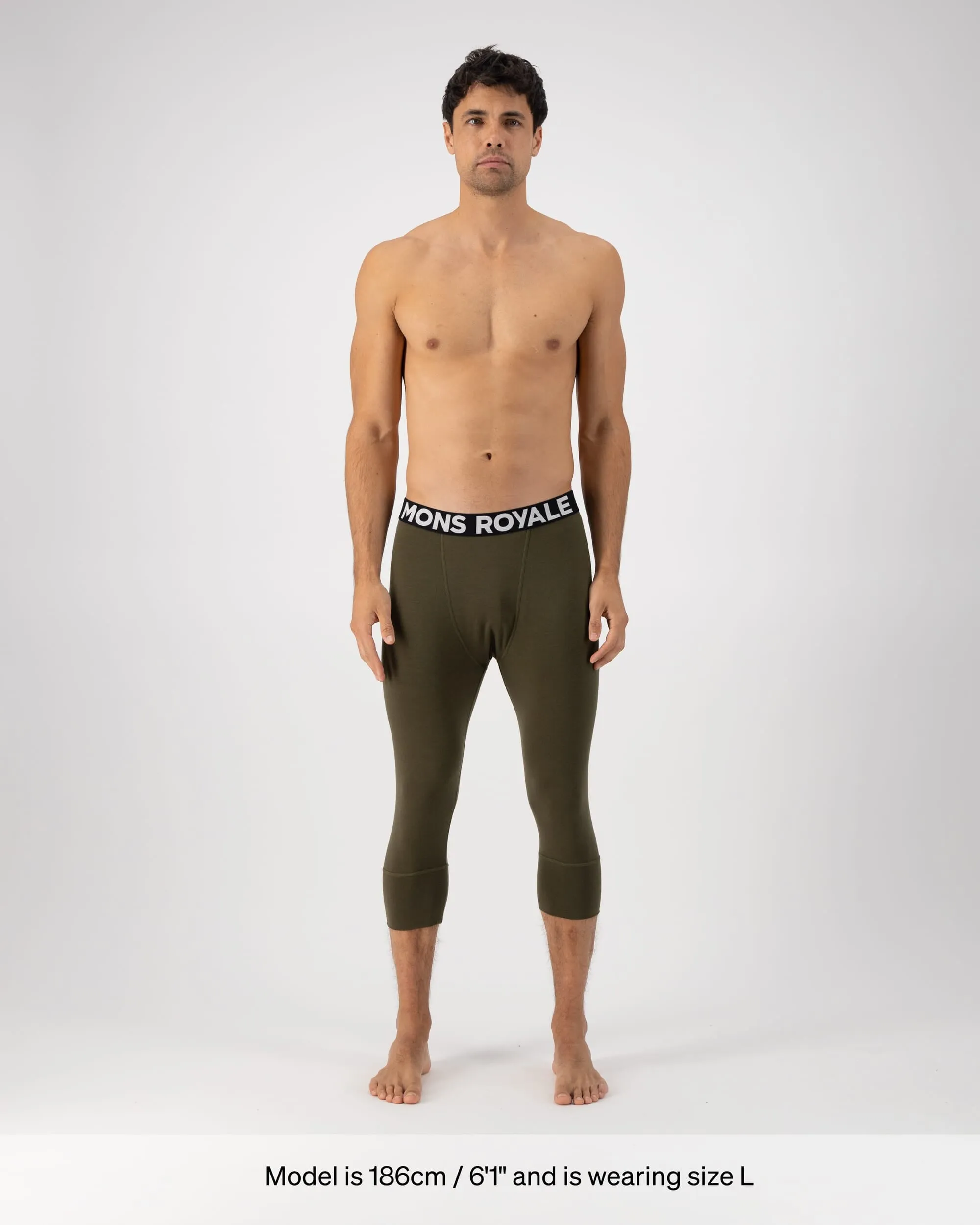 Cascade Merino Base Layer 3/4 Legging - Dark Olive