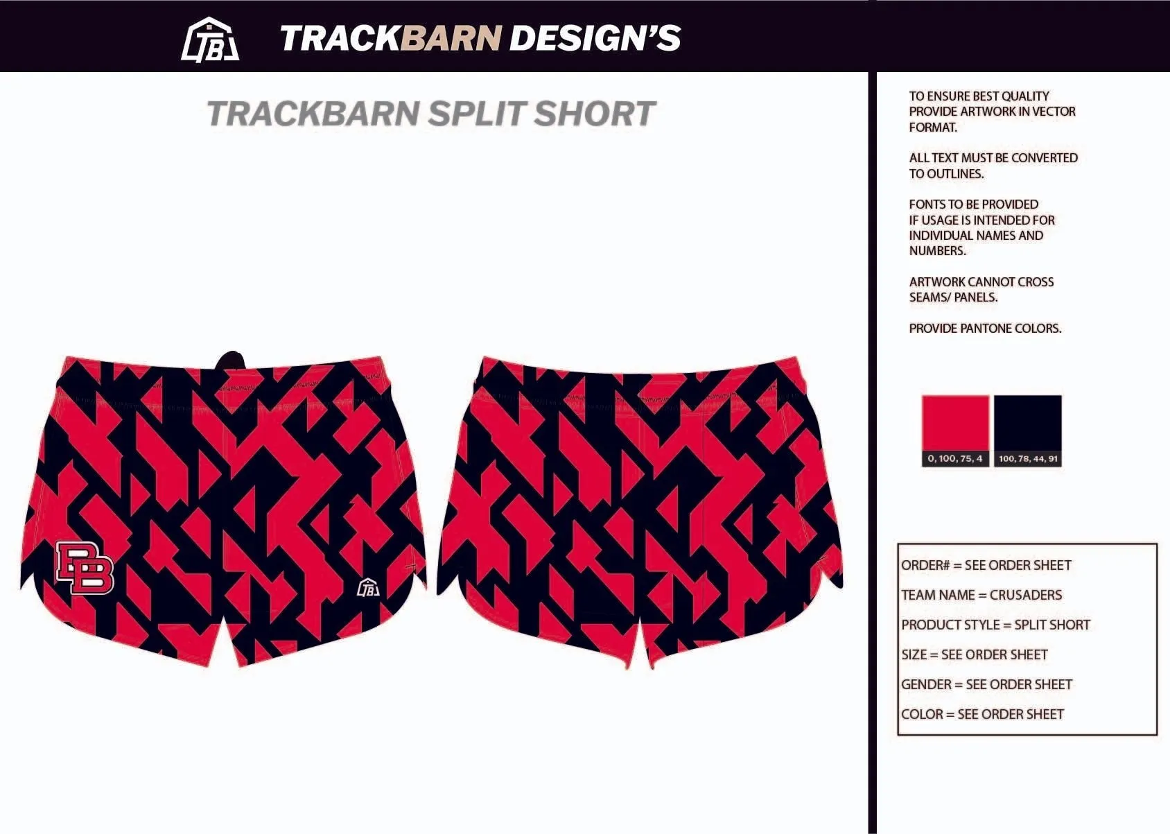 Crusaders-- Mens Split Track Short