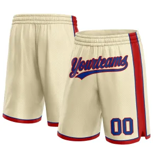 Custom Cream Royal-Red Authentic Basketball Shorts