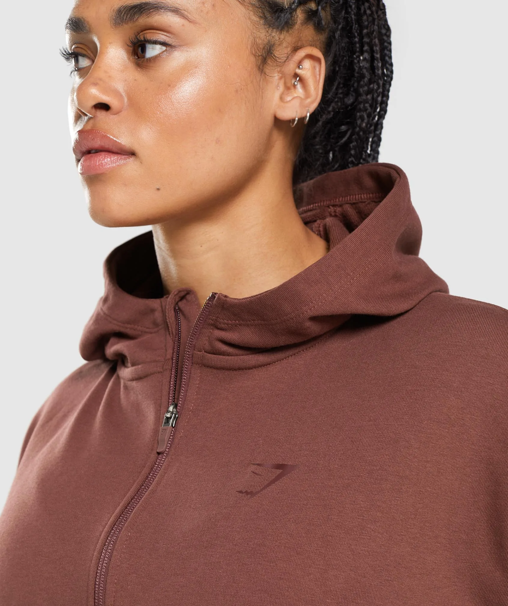 GS Power Cropped Zip Hoodie - Cherry Brown