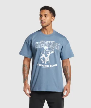 Gymshark Built in the UK T-Shirt - Faded Blue