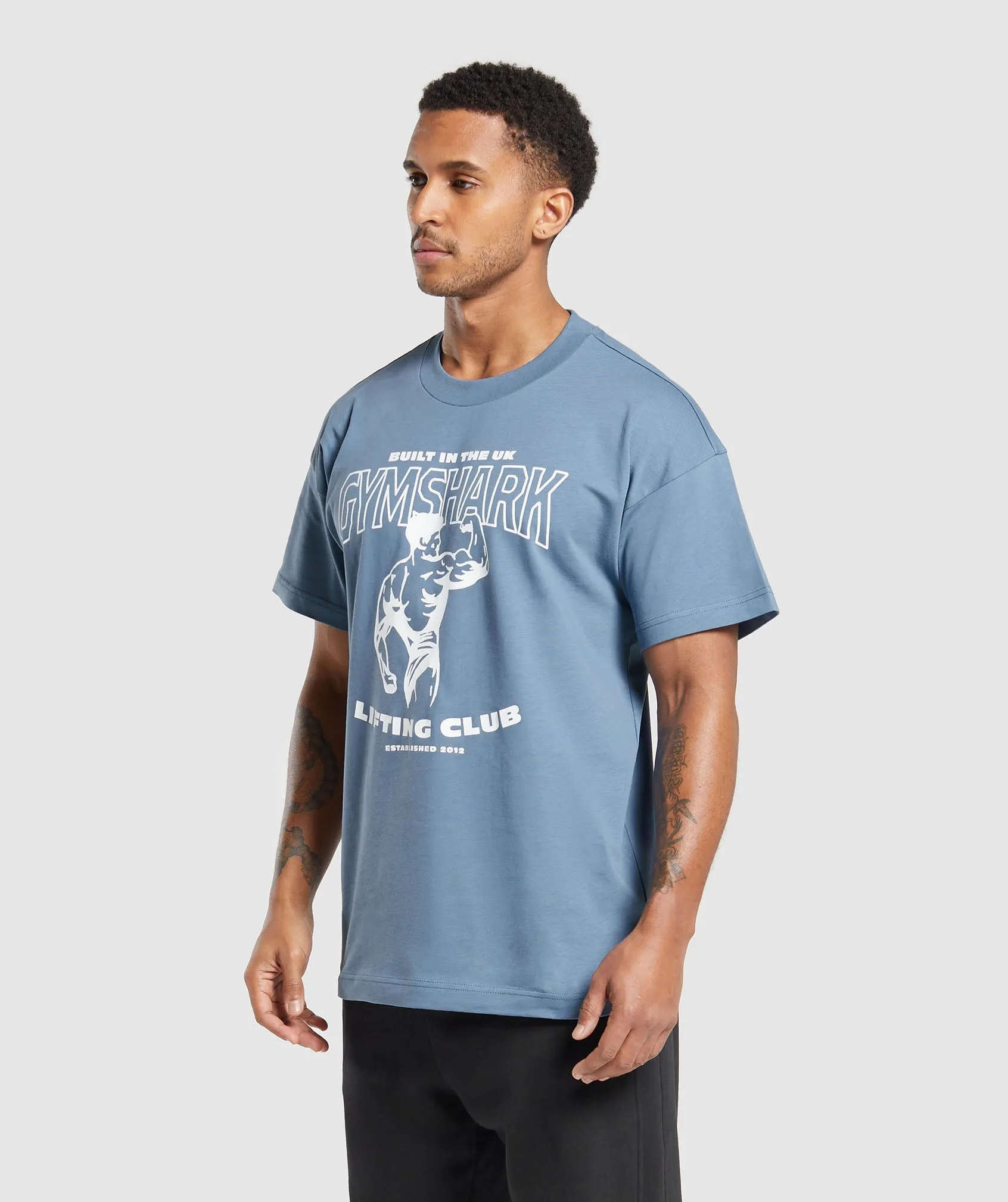 Gymshark Built in the UK T-Shirt - Faded Blue