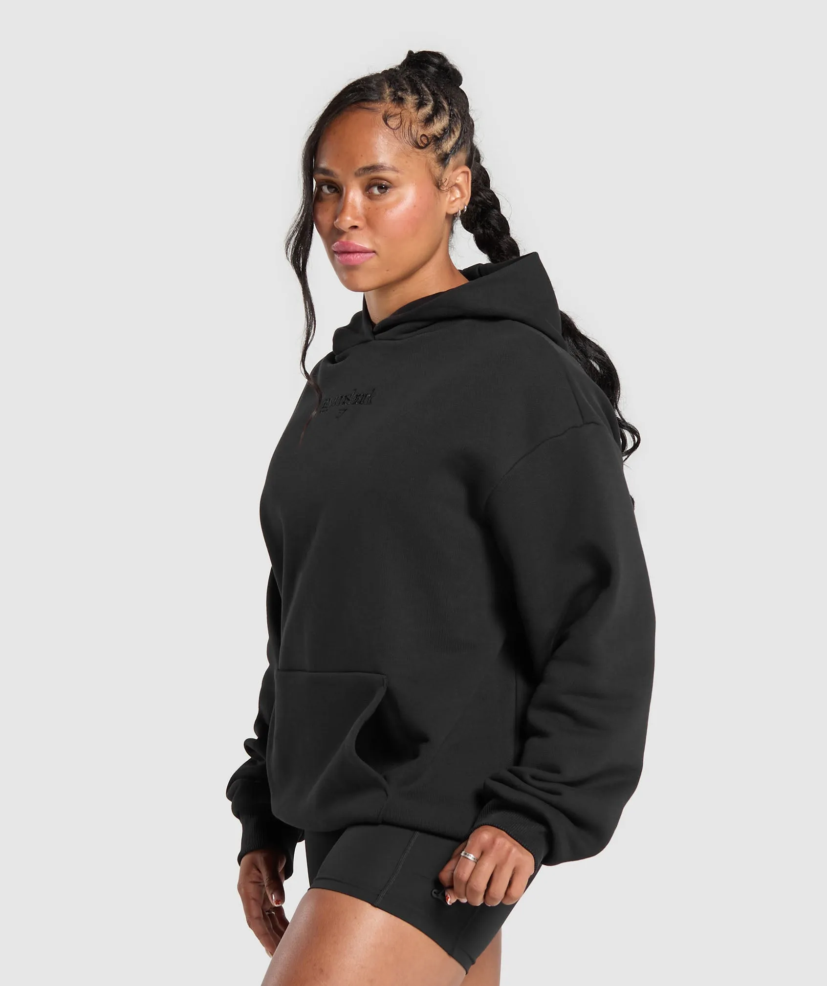 Gymshark Embroidered Logo Oversized Hoodie - Black