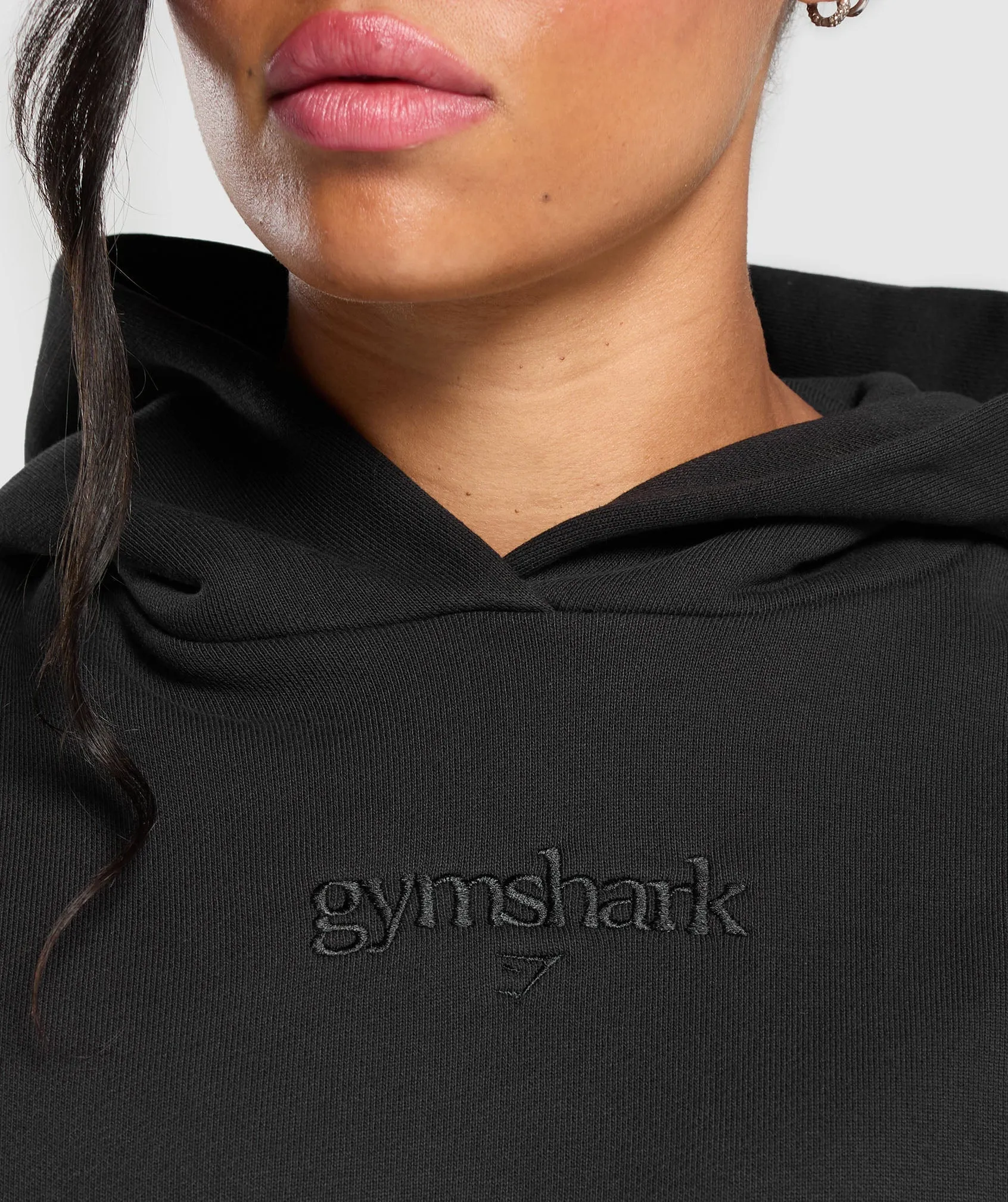 Gymshark Embroidered Logo Oversized Hoodie - Black