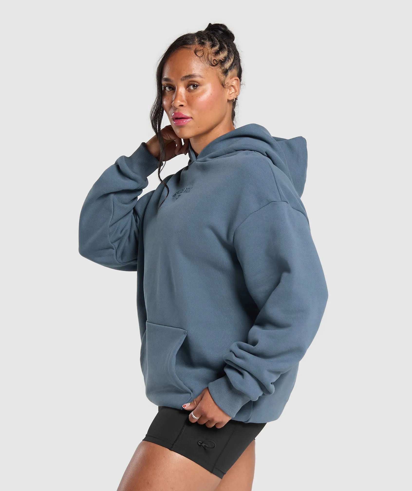 Gymshark Embroidered Logo Oversized Hoodie - Cargo Blue