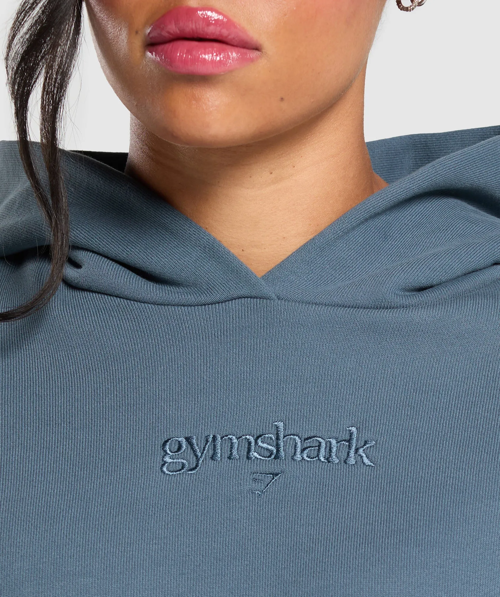 Gymshark Embroidered Logo Oversized Hoodie - Cargo Blue