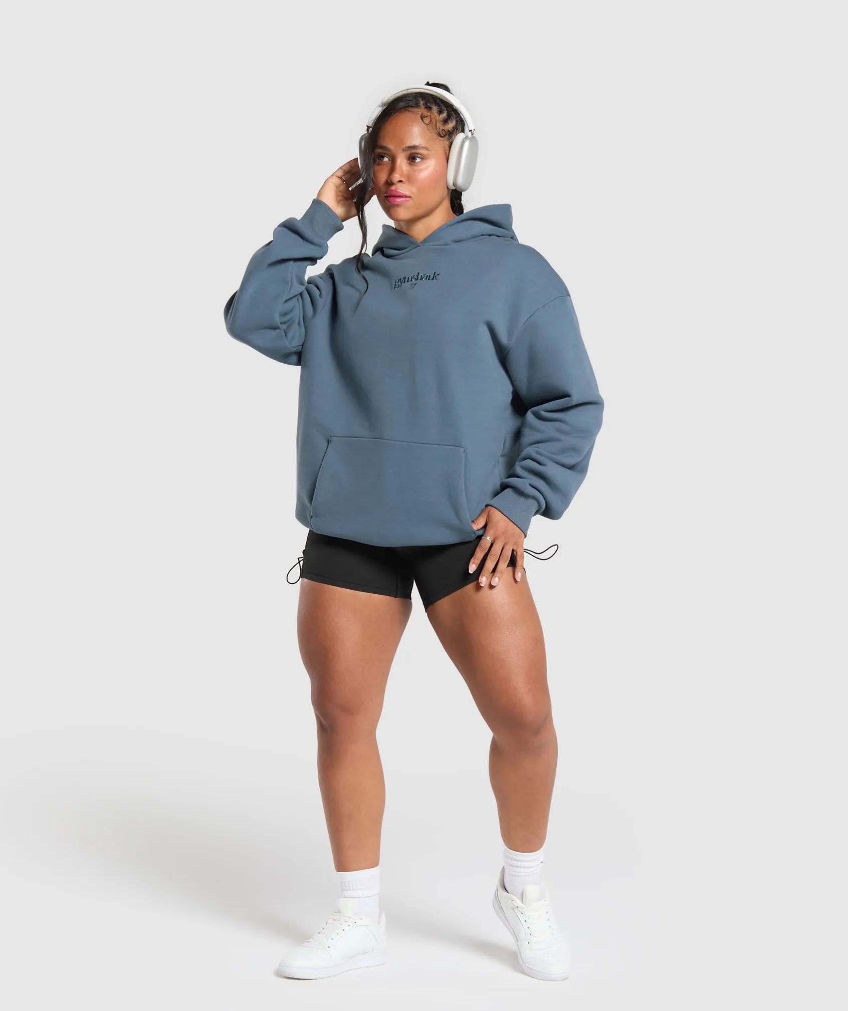 Gymshark Embroidered Logo Oversized Hoodie - Cargo Blue