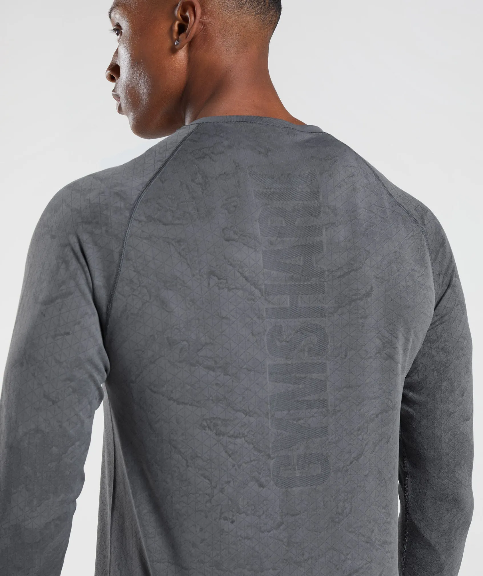 Gymshark Geo Seamless Long Sleeve T-Shirt - Charcoal Grey/Black