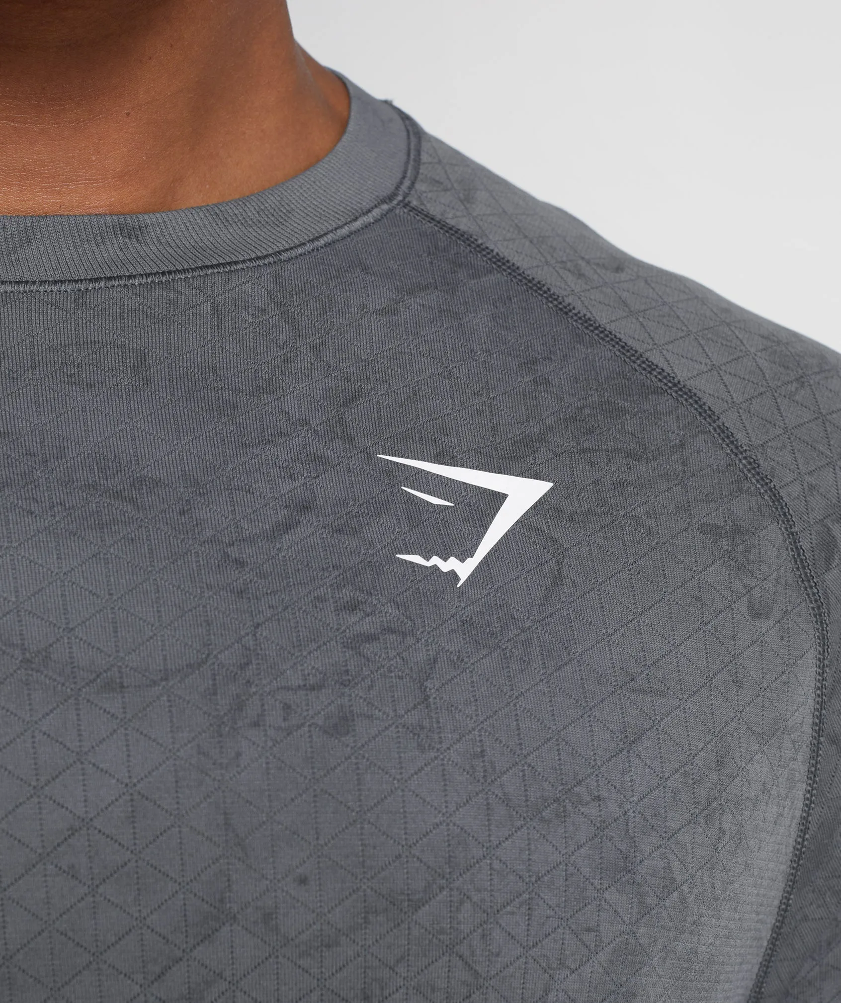 Gymshark Geo Seamless Long Sleeve T-Shirt - Charcoal Grey/Black