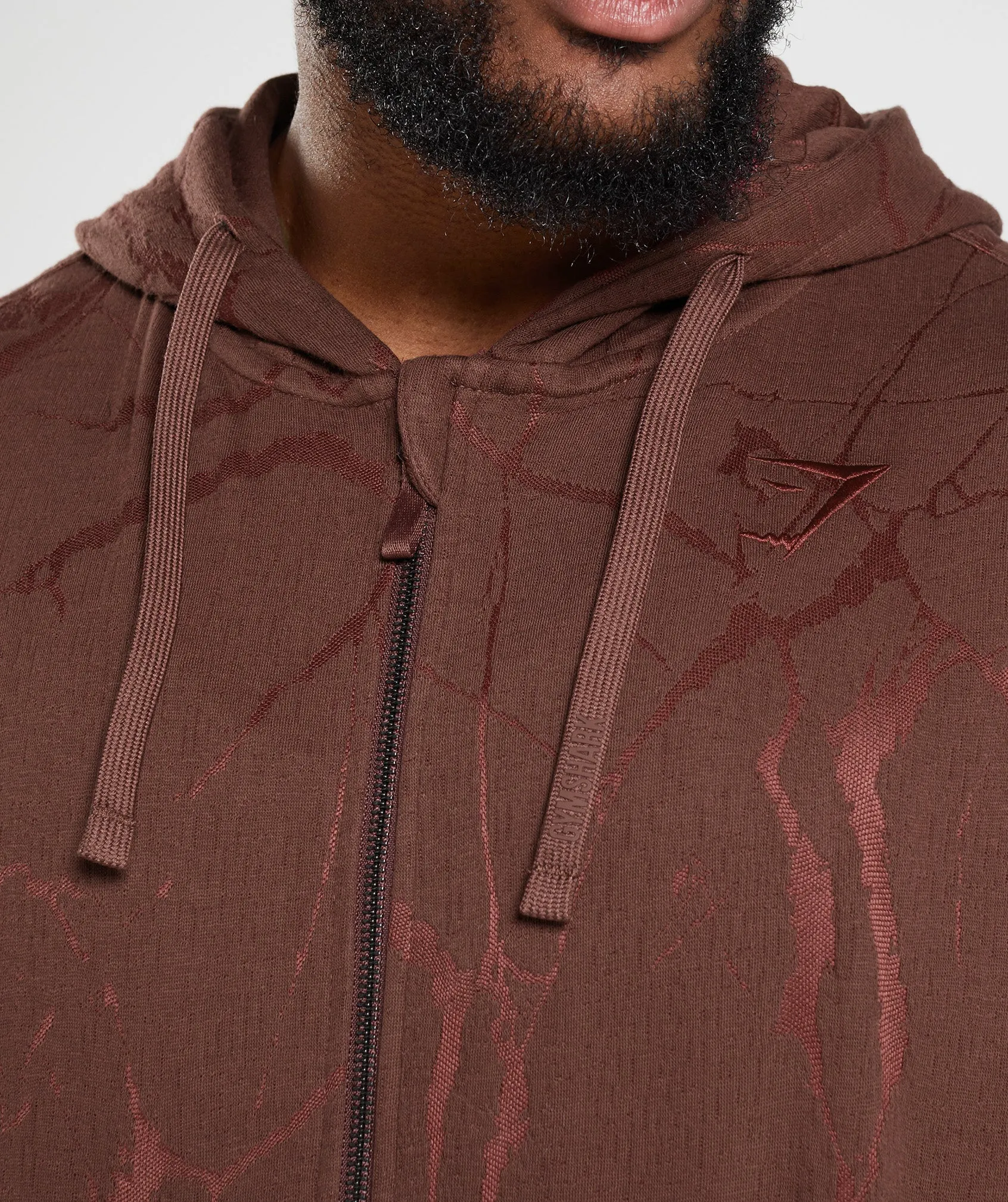 Gymshark Power Zip Hoodie - Cherry Brown Print