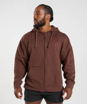 Gymshark Power Zip Hoodie - Cherry Brown Print