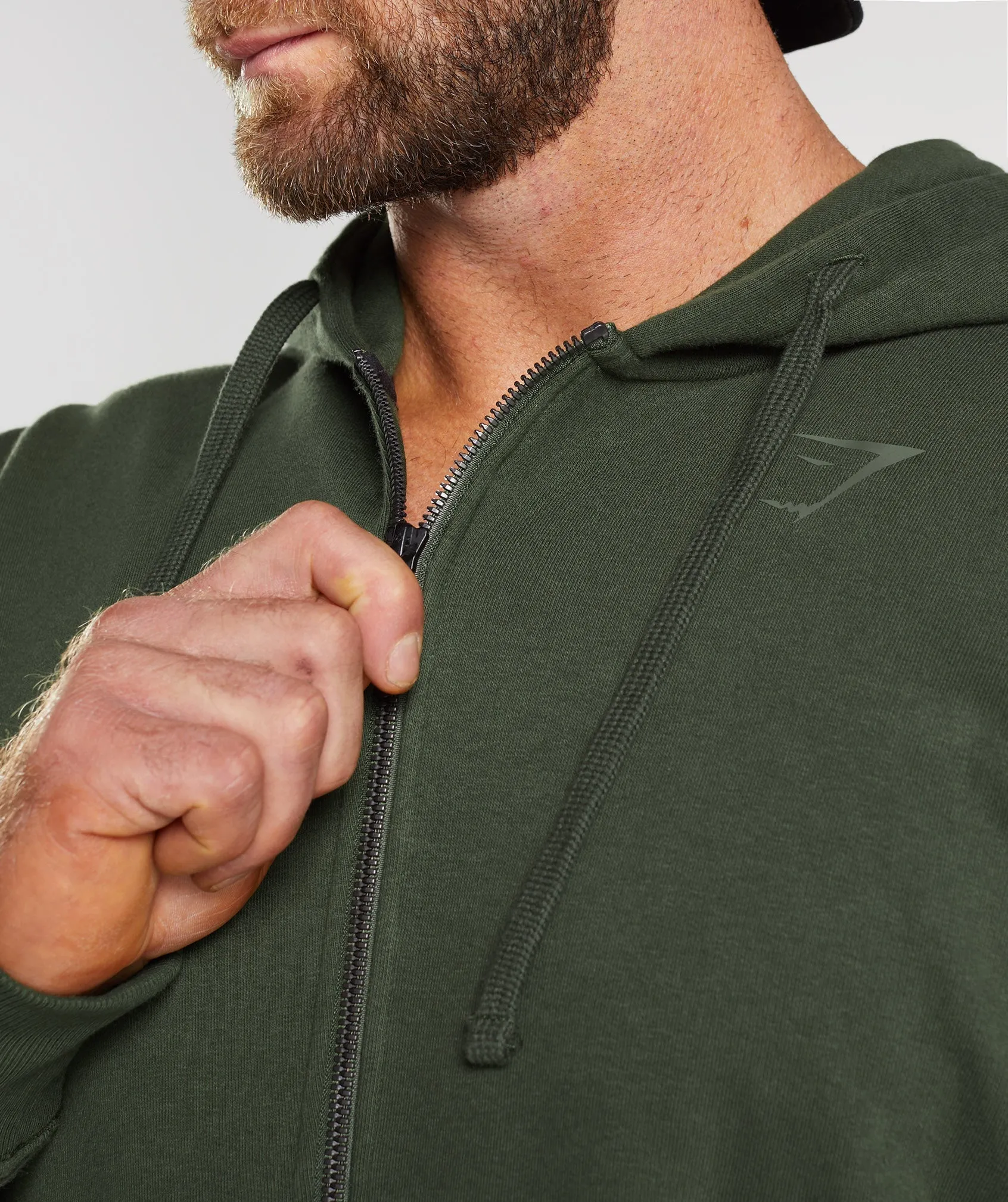 Gymshark Power Zip Hoodie - Moss Olive