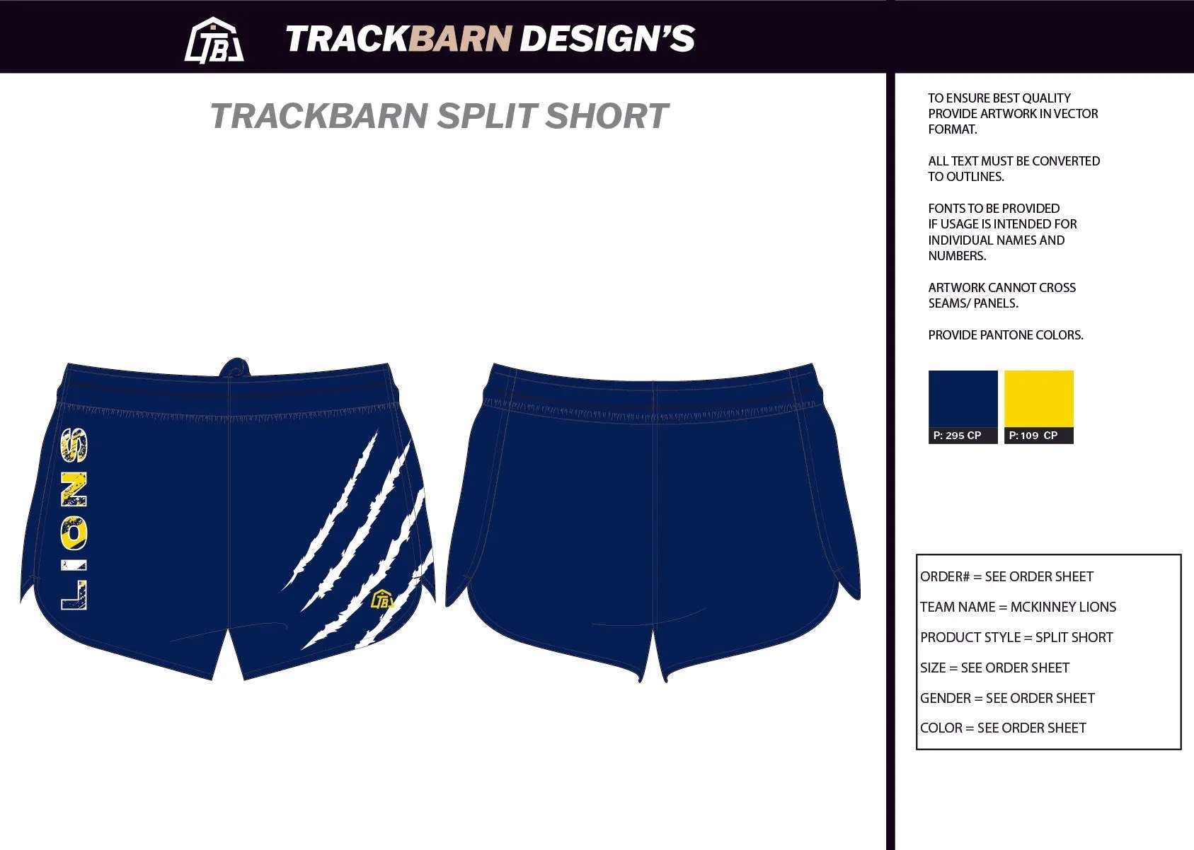 McKinney-Lions- Mens Split Track Short