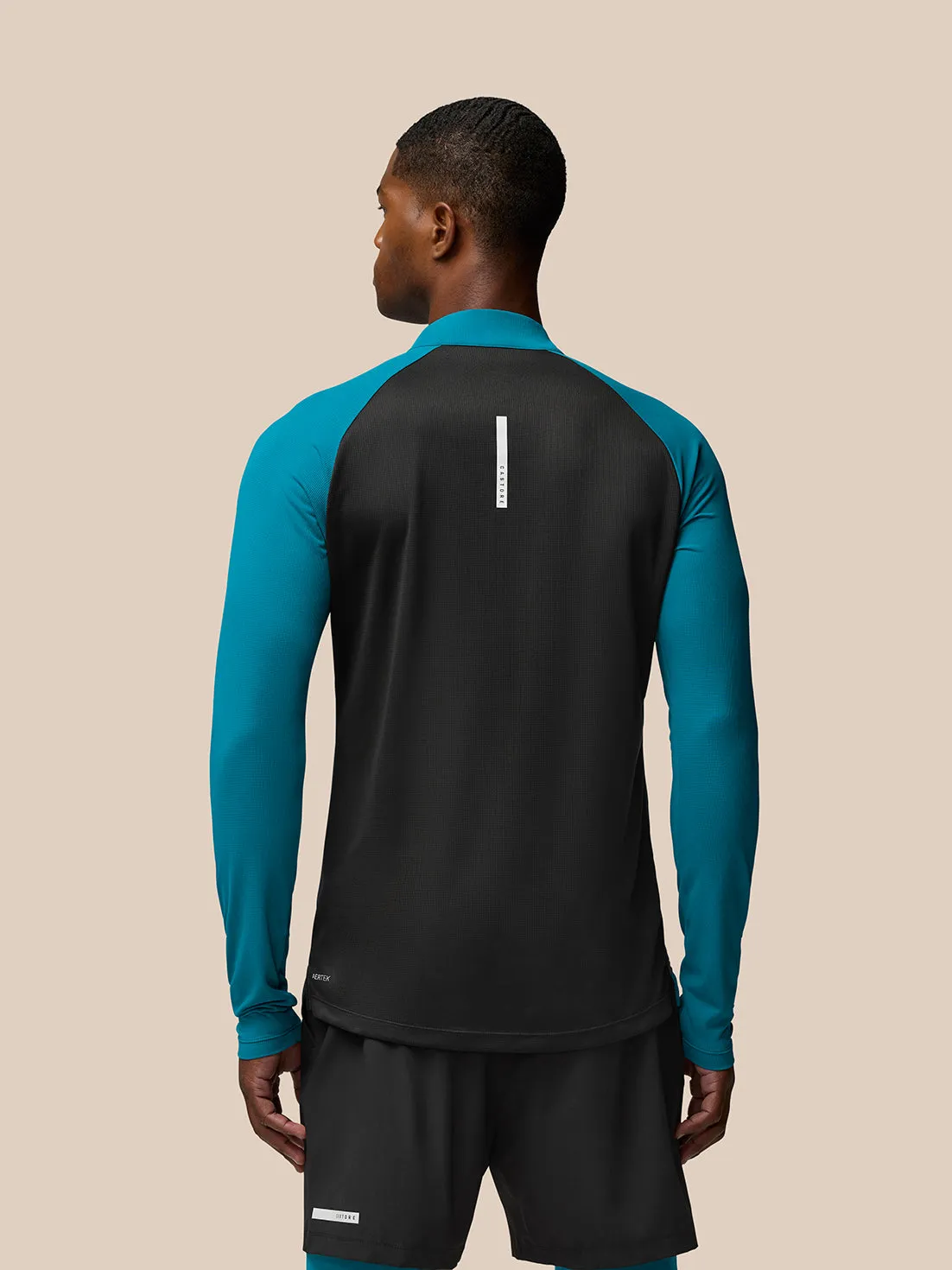 Men's Flow Long Sleeve Breathable Quarter Zip Top - Dark Aqua