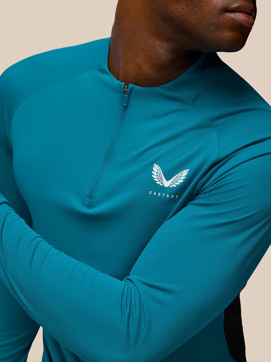 Men's Flow Long Sleeve Breathable Quarter Zip Top - Dark Aqua