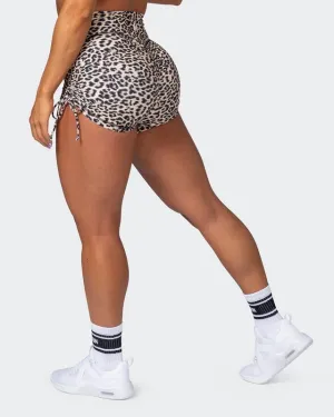 Signature Scrunch Tie Up Shorts - Cheetah Print