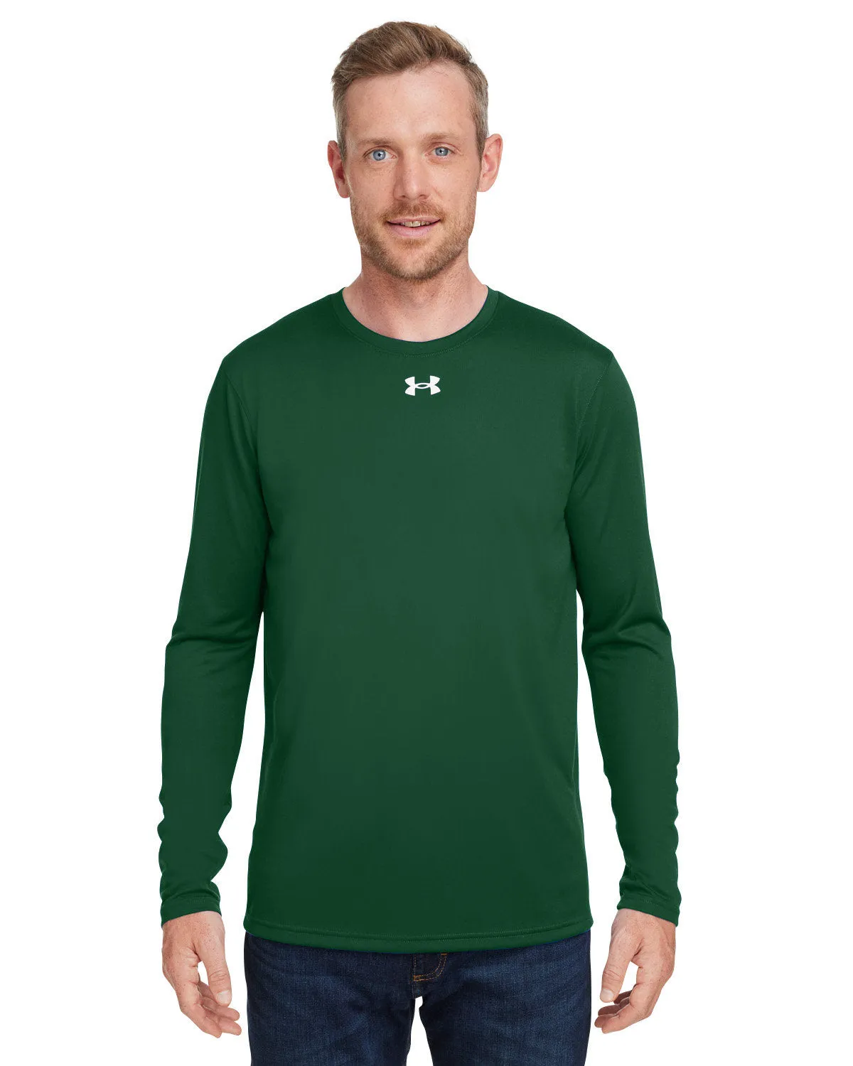 Under Armour Men's Tech Long-Sleeve Customized T-Shirts, Forest Green