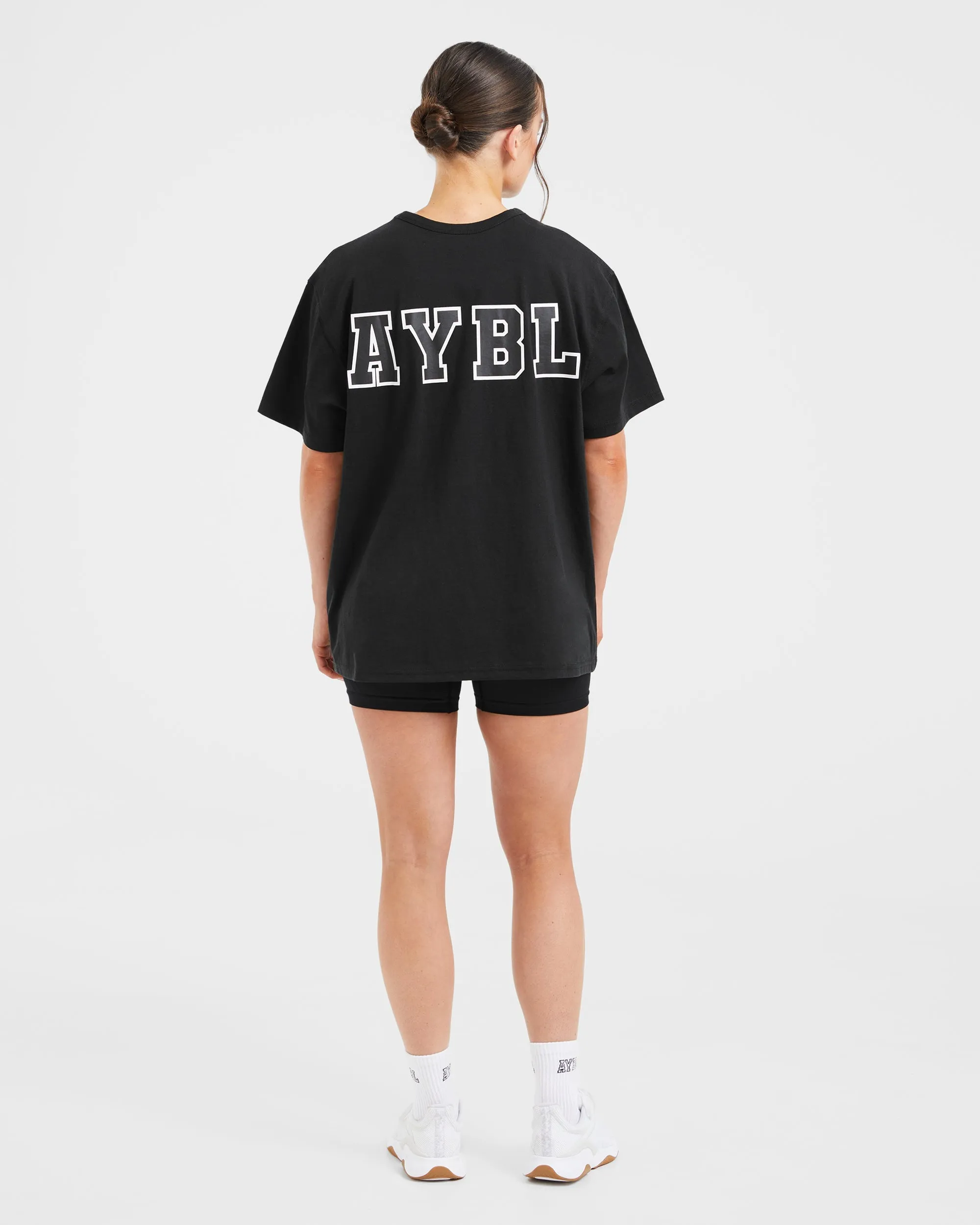 Varsity Statement Oversized T Shirt - Black