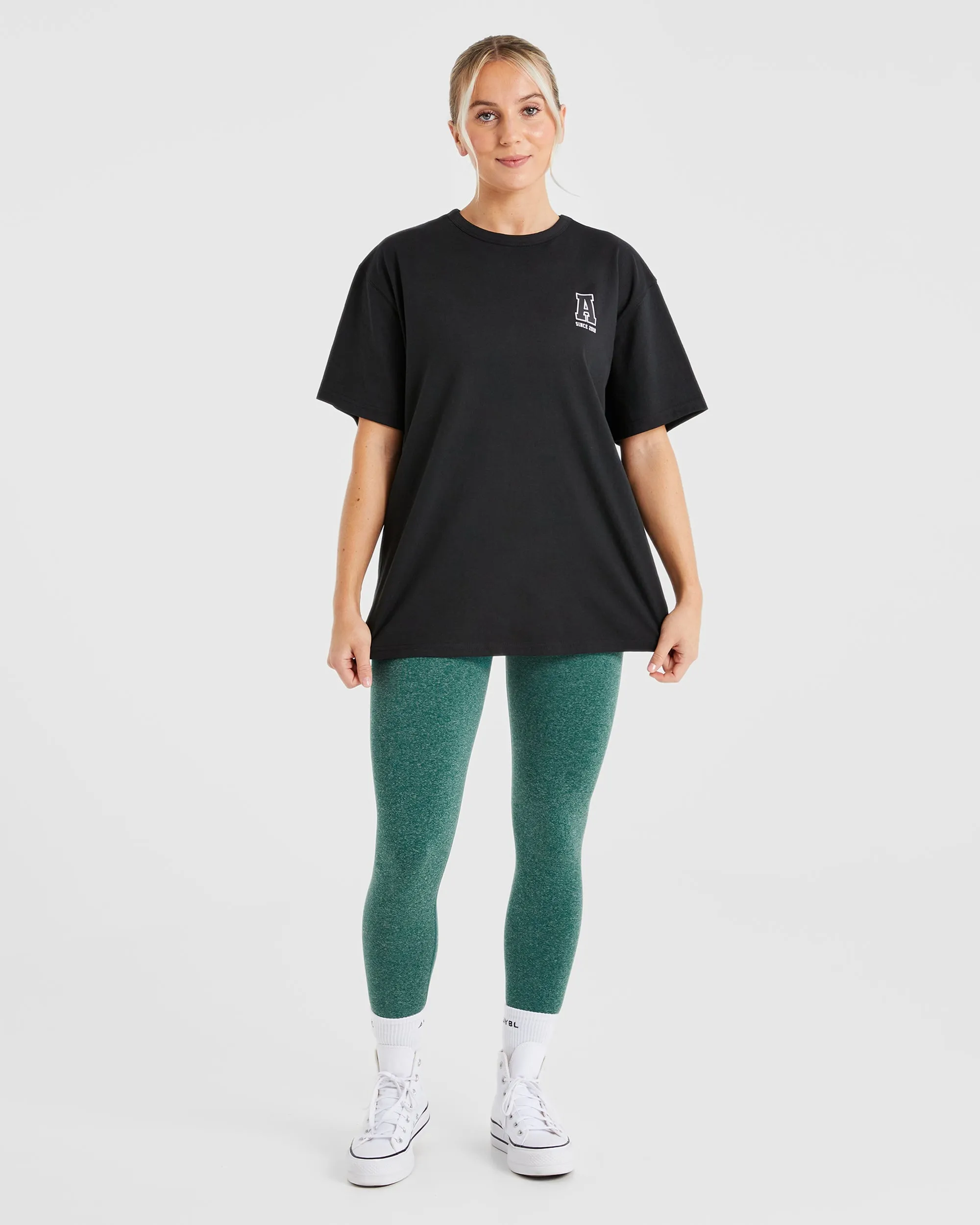 Varsity Statement Oversized T Shirt - Black