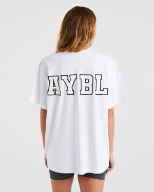 Varsity Statement Oversized T Shirt - White