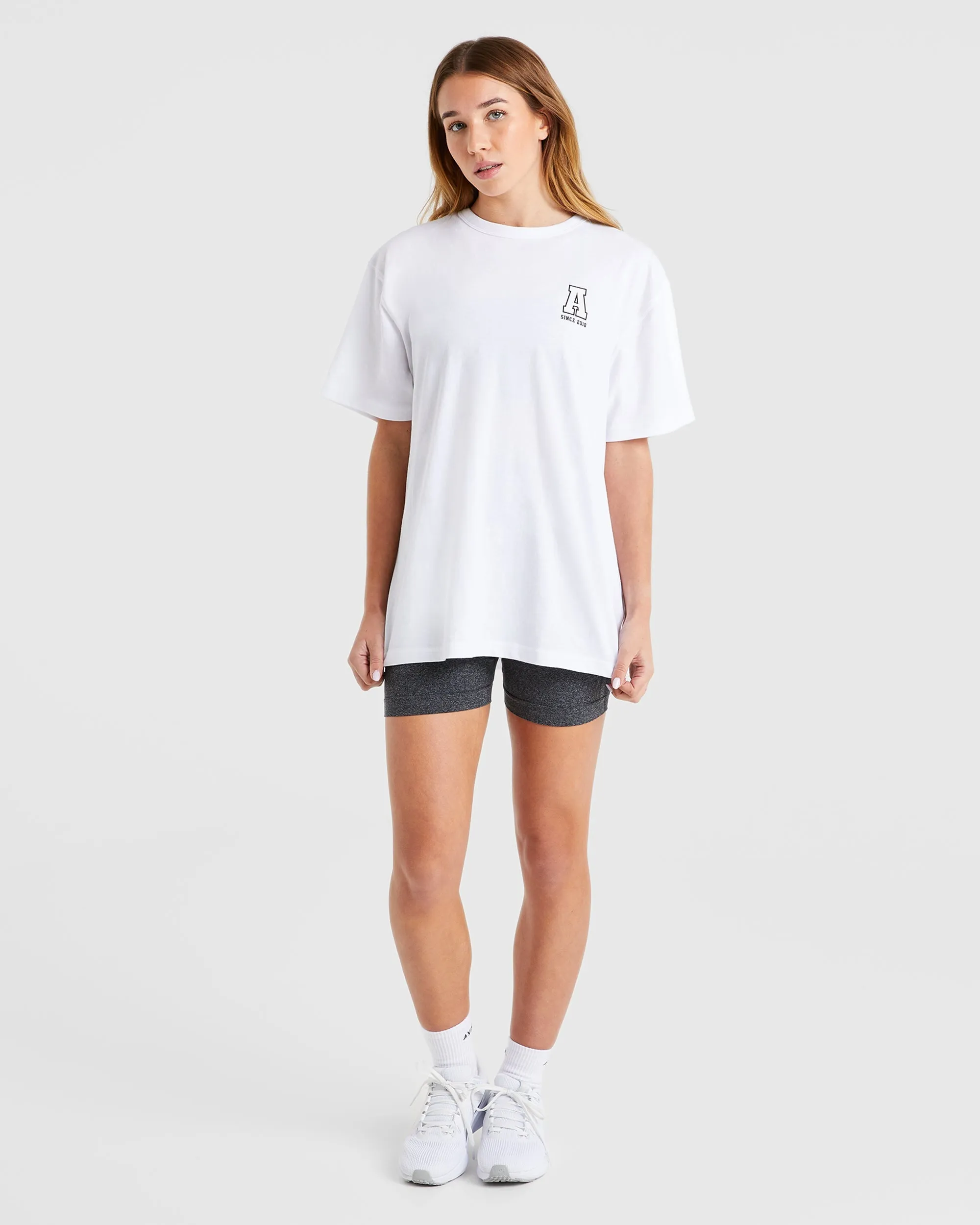 Varsity Statement Oversized T Shirt - White