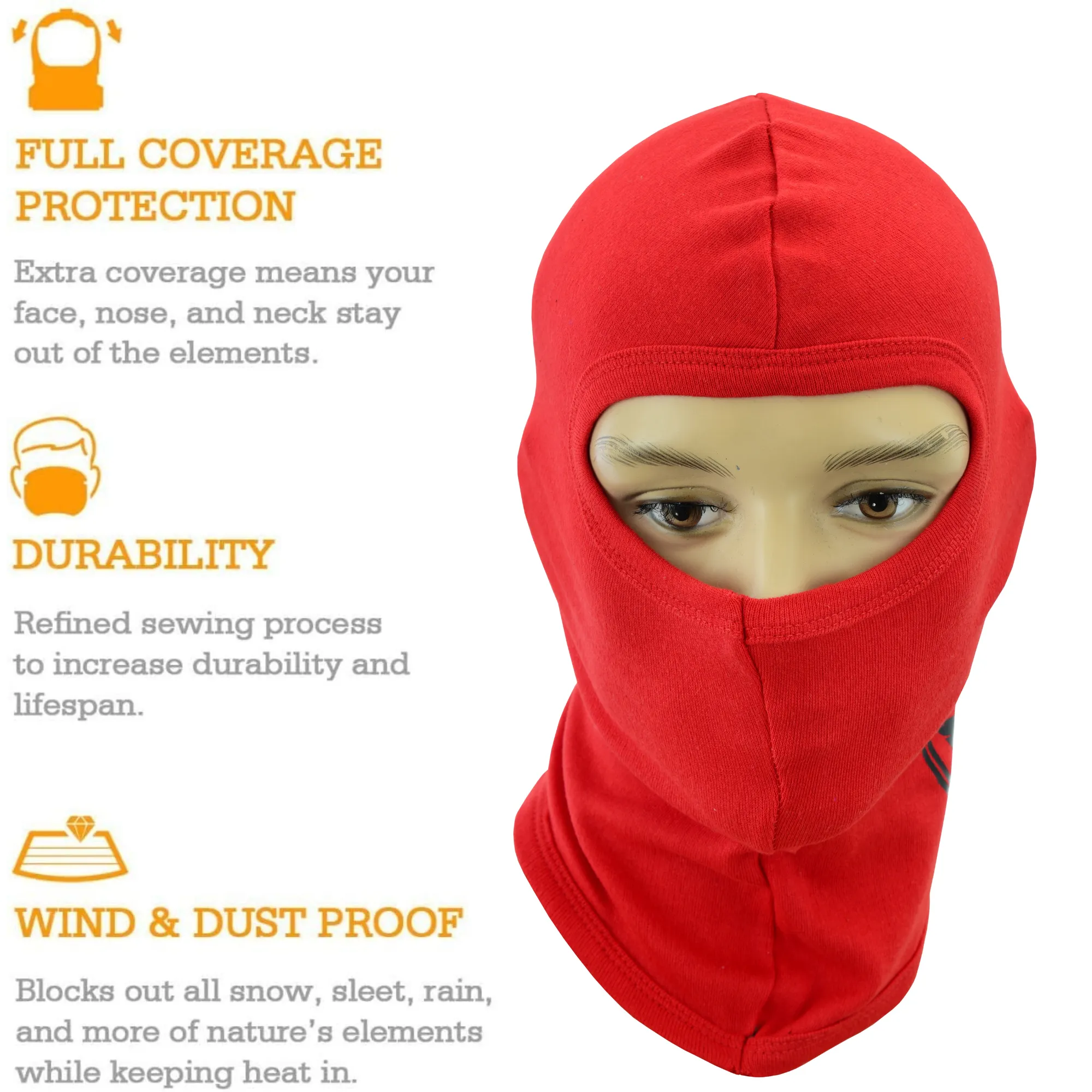 Warrior Gears®100% Cotton Motorcycle Balaclava | Face Mask -Red