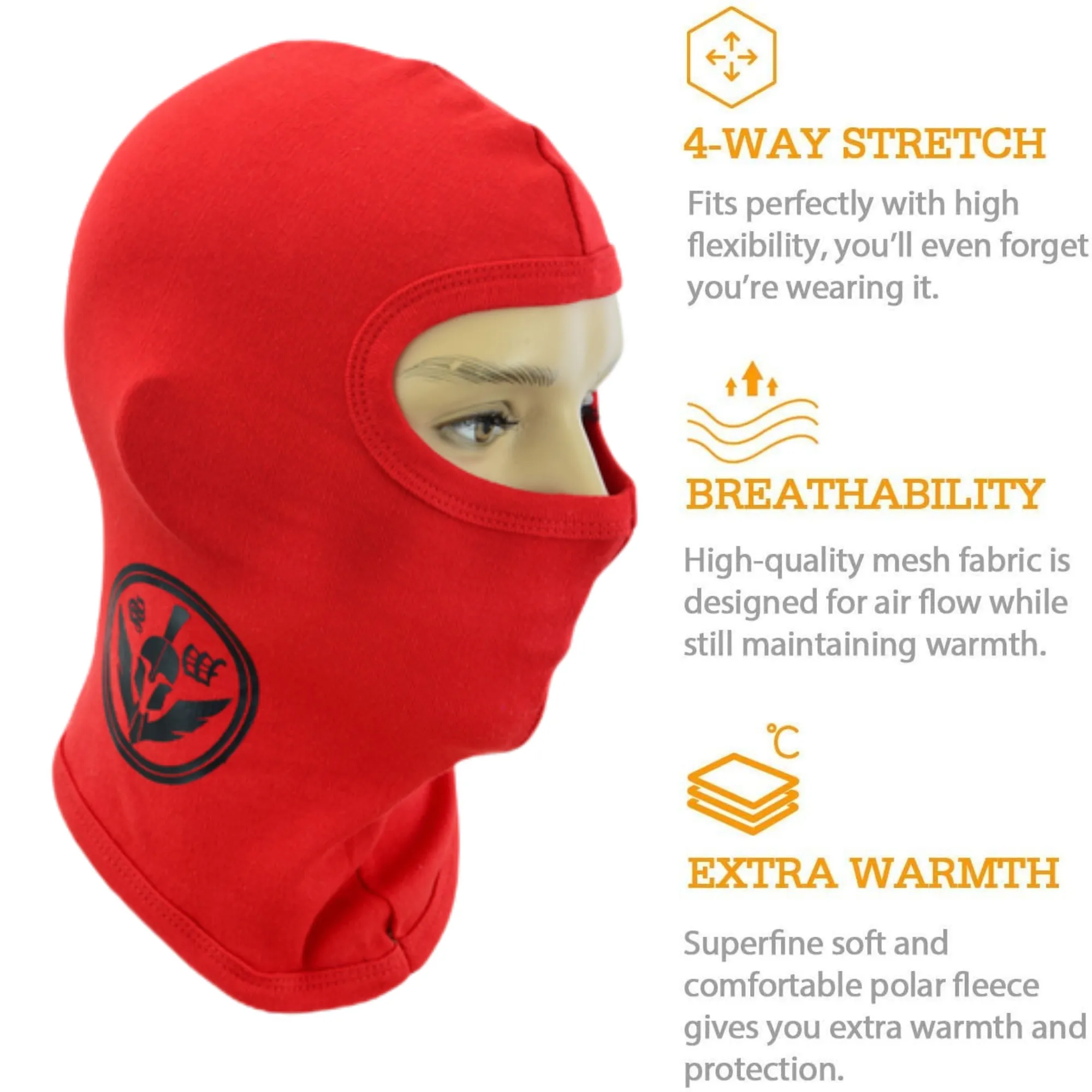 Warrior Gears®100% Cotton Motorcycle Balaclava | Face Mask -Red