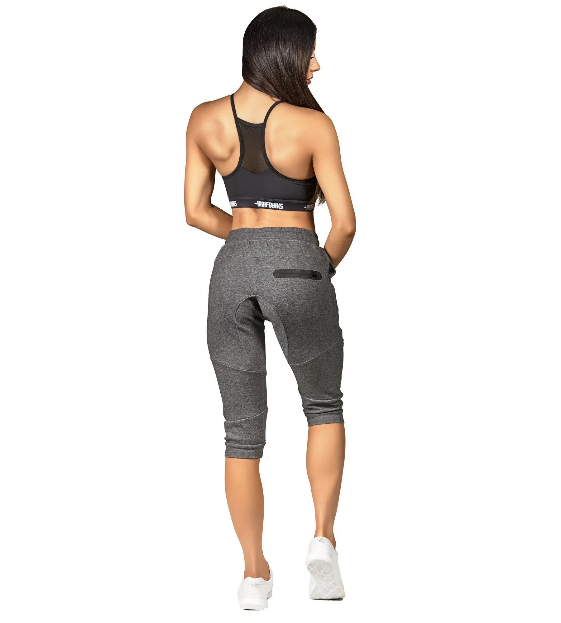 Womens Fusion 3/4 Gym Pants - Carbon Grey