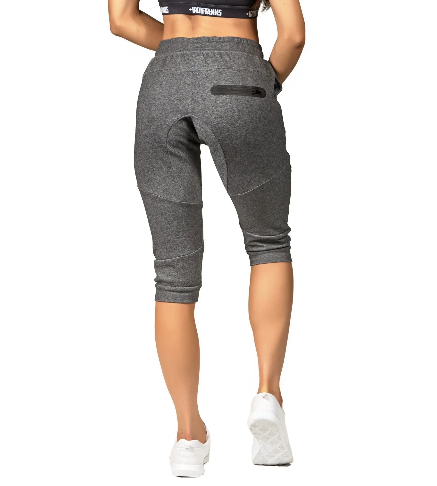 Womens Fusion 3/4 Gym Pants - Carbon Grey