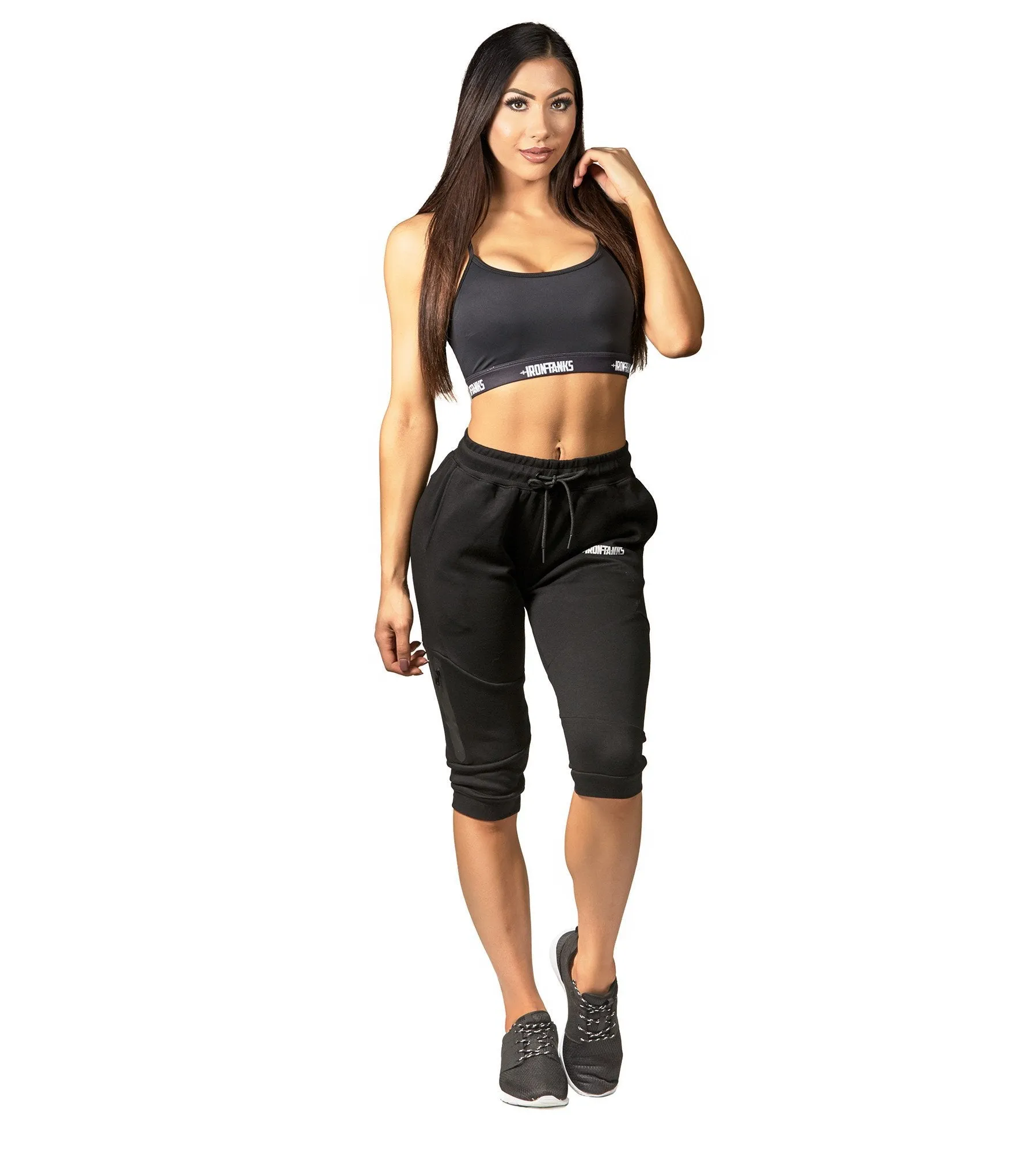 Womens Fusion 3/4 Gym Pants - Flux Black